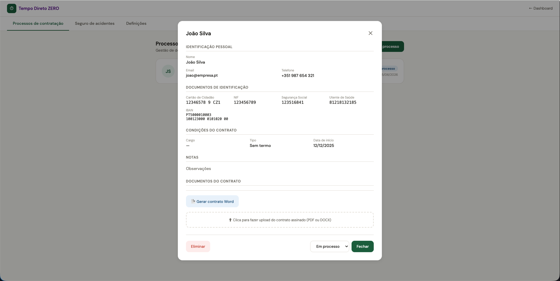 Zero AI Contracting Dashboard Screenshot